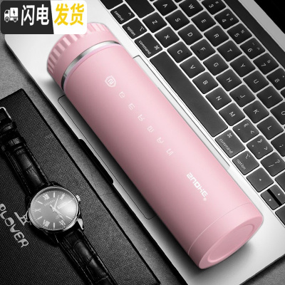 三维工匠不锈钢保温杯男大容量男士便携水杯子创意个性潮流泡茶杯刻字 罗马粉450-免费刻字