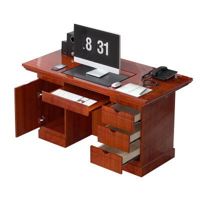 晋舰 电脑桌台式办公桌经理老板桌木贴皮职员桌家用桌 1.4米电脑桌