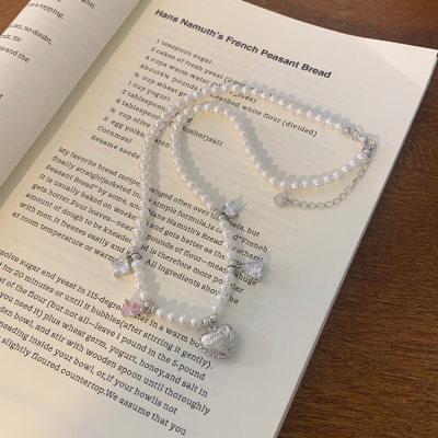 S925纯银珍珠爱心项链女甜酷重工个性复古潮流锁骨链首饰颈链送女朋友老婆情人节七夕生日礼物