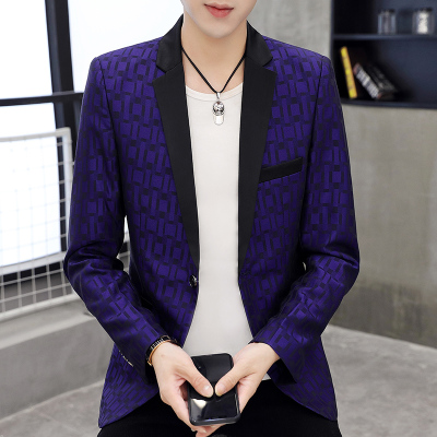 2019新款西服男休闲韩版帅气潮流修身小西装外套发型师薄款单上衣SKLG963