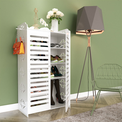 简易家用鞋架多层防尘实木塑板鞋柜简约经济型白色欧式收纳鞋架子