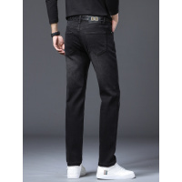 秋季新款黑色简约商务休闲百搭弹力小直筒欧版牛仔裤