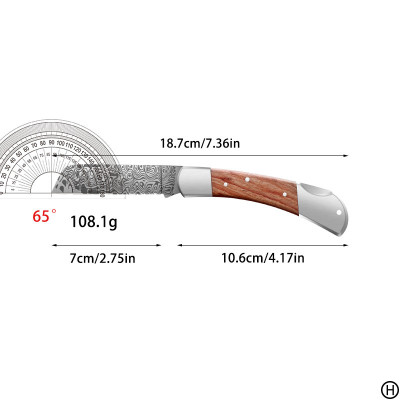 多功能折叠水果刀便携花纹钢小刀户外折叠小刀大马士革纹小刀7163