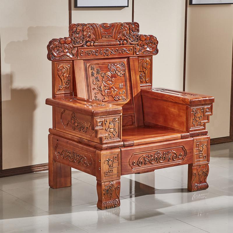 木沙发客厅组合家具新古典全木仿古花新中式经济型椿木沙发