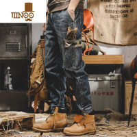 YANXU春季牛仔裤男款潮牌宽松直筒哈伦裤工装休闲水洗百搭男士大码长裤
