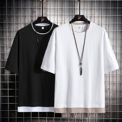 男装短袖T恤夏季新款男士纯棉半袖体恤韩版纯色圆领打底衫潮_1