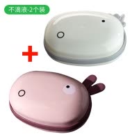 双层肥皂盒家用卫生间沥水带盖免打孔创意可爱宿舍旅行香皂盒皂架 三维工匠 [套装狠划算]粉色+浅蓝