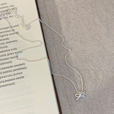 S925纯银麻花蝴蝶结项链女ins风春夏颈链锁骨链韩国优雅温柔送女朋友老婆情人节七夕生日礼物