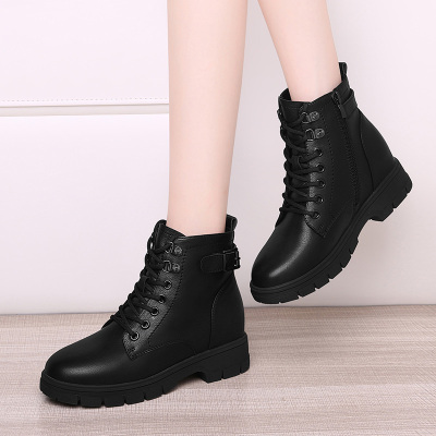 莱卡金顿马丁靴女皮鞋2020秋冬新款高帮厚底学生短靴女鞋QL7090