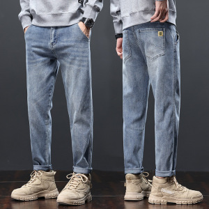 牛仔裤男春秋季2023春秋新款直筒宽松潮牌男士休闲长裤子男款