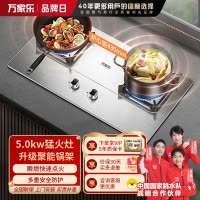 万家乐聚能猛火燃气双灶家用 煤气炉台式嵌入式5.0KW快速点火 3D立体加热 一级能效全进风 加厚不锈钢面AY5G天然气
