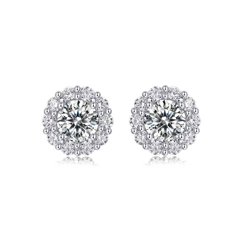 玖钻珠宝奢华贵族女士爪镶耳钉璀璨夺目送恋人佳品