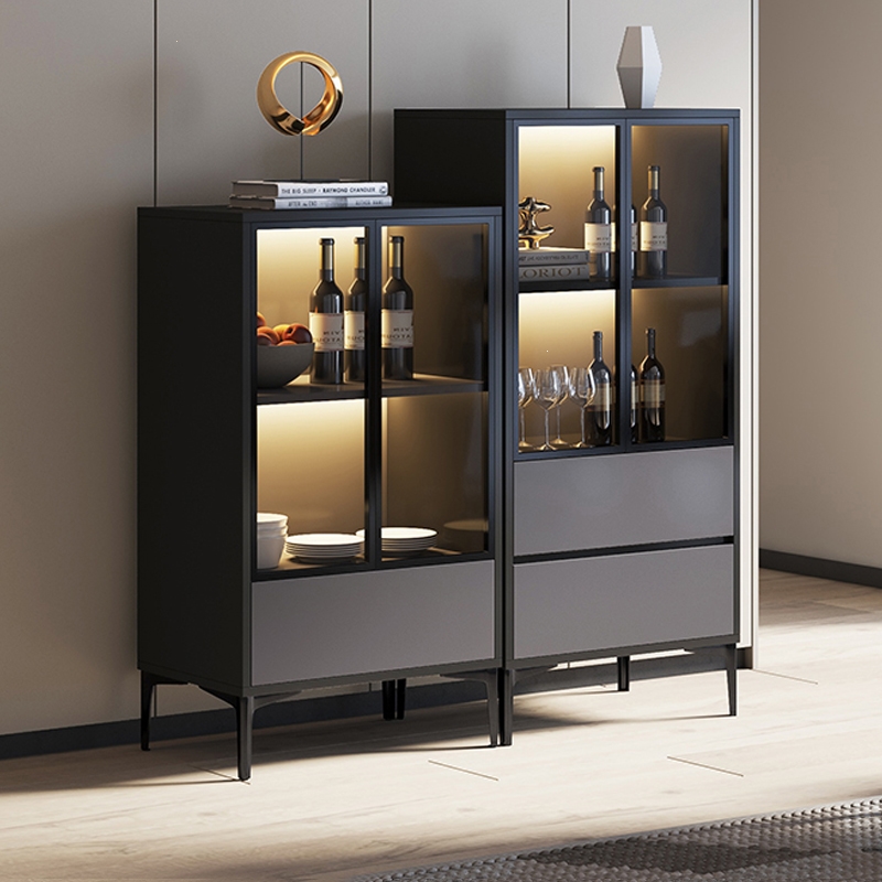 知渡轻奢小酒柜靠墙现代简约家用边柜客厅小型玻璃展示柜子落地柜立柜