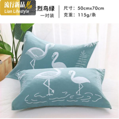 一对枕巾棉纱布欧式情侣成人枕巾学生单人棉吸汗枕头巾 三维工匠