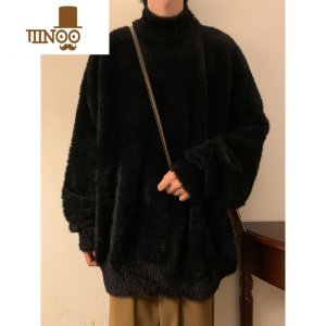 YANXU马海毛毛衣男款冬季加厚潮牌外套款日系慵懒复古感针织衫