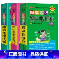 初中数理化+政治历史+地理生物3本 初中通用 [正版]2024版3本pass绿卡图解速记初中数理化+政治历史+地理生物通