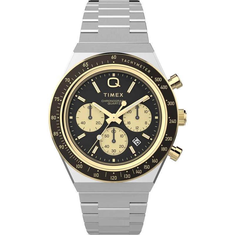 Timex/天美时超纤环保皮带复古石英计时码表防水米金色表盘防水手