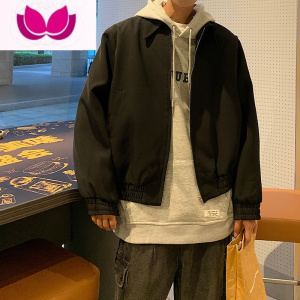 七斓日系复古宽肩外套潮牌短款休闲翻领夹克男士高级感痞帅上衣