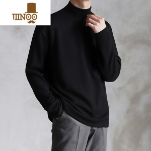 YANXU冬秋装上衣半高领双面绒德绒轻商务修身内搭保暖打底衫男长袖t恤