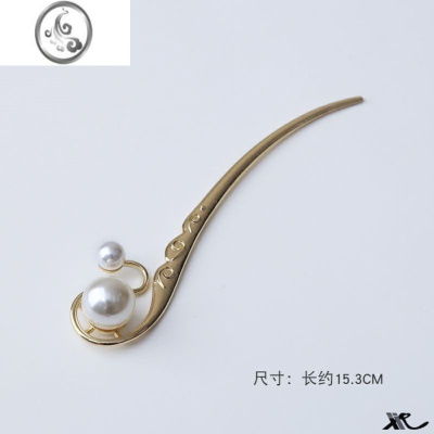 JiMi高级感珍珠发夹女发簪简约现代日常头饰发插古风发钗盘发器簪子