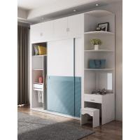 北欧推拉衣柜现代简约实木组装卧室柜子经济型白色趟滑大衣橱