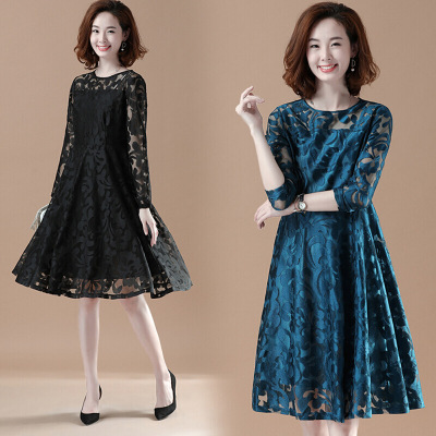 迪鲁奥（DILUAO)腰粗遮肚子连衣裙大码胖2021新款宽松显瘦收腰上衣女胖妹妹秋装黑色大码XL