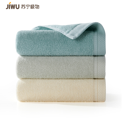 苏宁极物莫兰迪纯棉毛巾素色柔软强吸水洗脸面巾家用成人男女通用浅灰色/米色/绿色