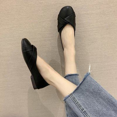 枫述温柔单鞋女夏2021年春季新款百搭圆头平底软皮浅口仙女风豆豆瓢鞋