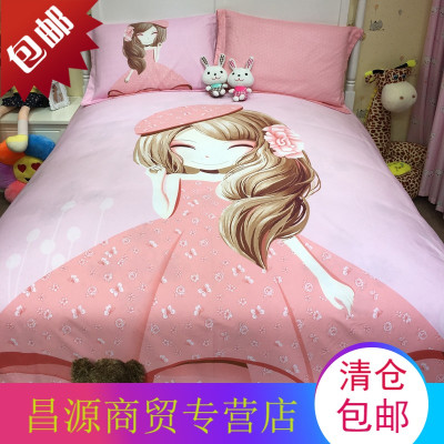 全棉儿童床上用品四件套卡通女孩纯棉1.2米床品三件套1.5m床笠1.8