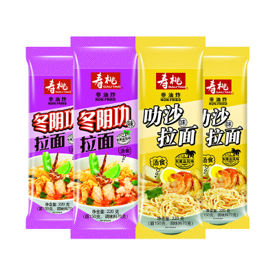 寿桃东南亚风味叻沙冬阴功汤面非油炸拉面4包组合装440g