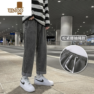 YANXU牛仔裤男款夏季潮牌美式高街ins潮流直筒宽松阔腿学生休闲九分裤