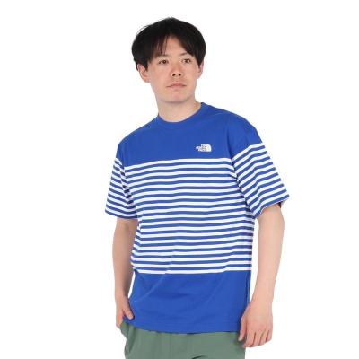 THE NORTH FACE/北面男款短袖拼接条纹UV防晒速干运动T恤 Hero Bl