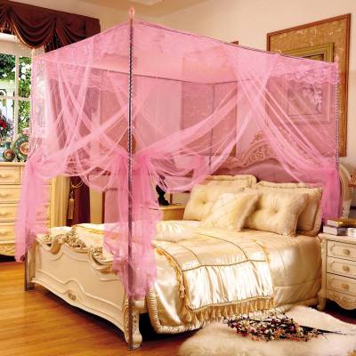 新款宫廷落地式蚊帐单双人宿舍公主风三开蚊帐加粗不锈钢支架