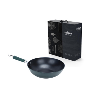 艾逸瑶选 瓦尔加斯复古绿不粘炒锅32CM CJ-21009