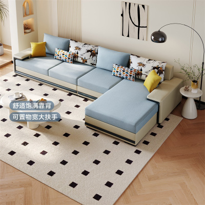 全友家居简约科技布沙发 可拆洗沙发软弹座包饱满靠包布艺转角沙发