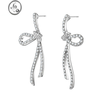 JiMiSTD蝴蝶结丝带耳环女甜美时尚小众高级感新款耳饰七夕送女友饰品