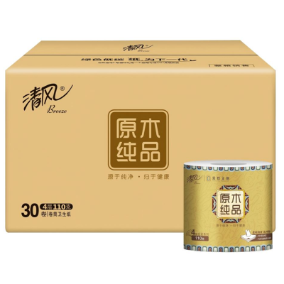 清风 敦煌文创 原木纯品系列 4层加厚纸巾 110g 30卷/箱