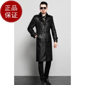 掉皮包换 春秋新款男士长款海宁真皮皮衣绵羊皮风衣港风男外套潮过膝皮大衣早买早便宜