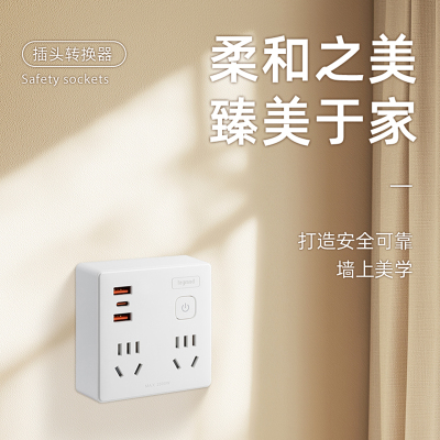 罗格朗 总控 两位五孔两位两孔带USB(2A1C)20W FZ2522K1/AAC 个