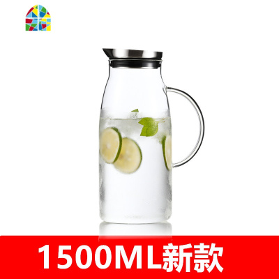 北欧式凉水壶冷热两用耐热可高温玻璃冷水壶热开水杯家用札壶 FENGHOU 1500ML新款+4只300ML直筒杯