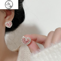 JiMi925银针气质粉色爱心耳钉女甜酷少女感耳环小众设计耳饰耳夹