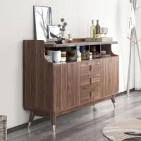 森美人北欧餐边柜 柜子客厅靠墙家用实木多功能酒柜现代简约胡桃色