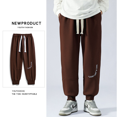 春秋季裤子男韩版新款百搭学生潮流宽松休闲裤字母印花抽绳束脚裤