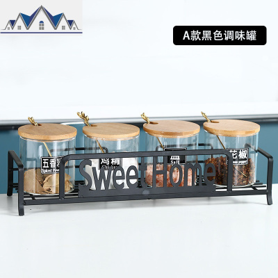 北欧调料组合套装家用厨房用品玻璃盐味精调料盒厨房调味料收纳盒 三维工匠