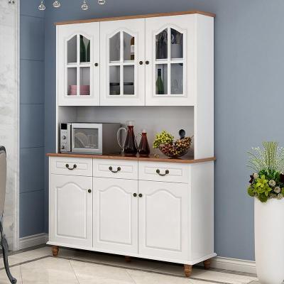 烤漆餐边柜现代简约酒柜厨房碗柜多功能餐厅储物柜白色组装茶水柜