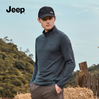 jeep吉普立领男士长袖t恤男款半开衫打底polo衫宽松上衣男装潮流K