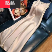 YIBUSHENG长款修身冰丝流行连衣裙女装背心高级感季时尚潮吊带裙气质2024