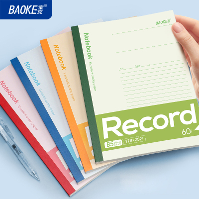 宝克(BAOKE)1005B 白卡纸封面笔记本子无线胶装软抄本办公记事本软面抄学生日记作业本[B5/100张]混色 1本