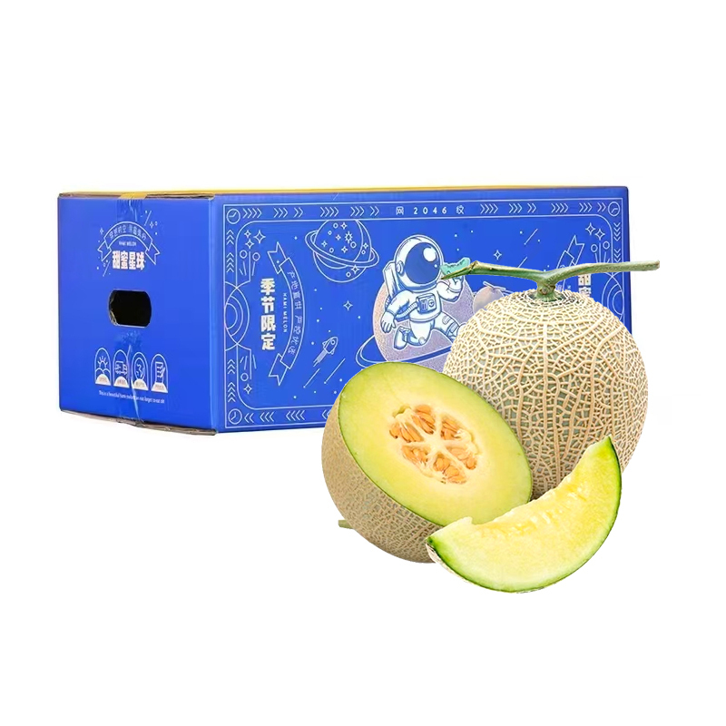 礼盒装[熊猫鸟]新鲜网纹蜜瓜 净重7.5斤 3-6个 应季水果 新鲜甜瓜 鲜果