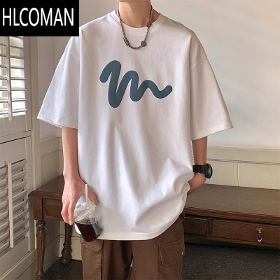 HLCOMAN2025新款短袖T恤男潮牌半袖夏季宽松情侣装体恤高街潮流衣服